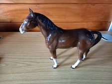 Vintage large Sylvac Race Horse model no 3180 brown & white - 9" tall