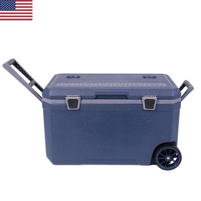 70L Wheeled Cooler Hard Shell Ultra-Light with Handle for Beach Beverage Camping