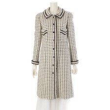 CHANEL 2000 Tweed, Wool, Mohair, Alpaca long coat P16301 Black x white 38
