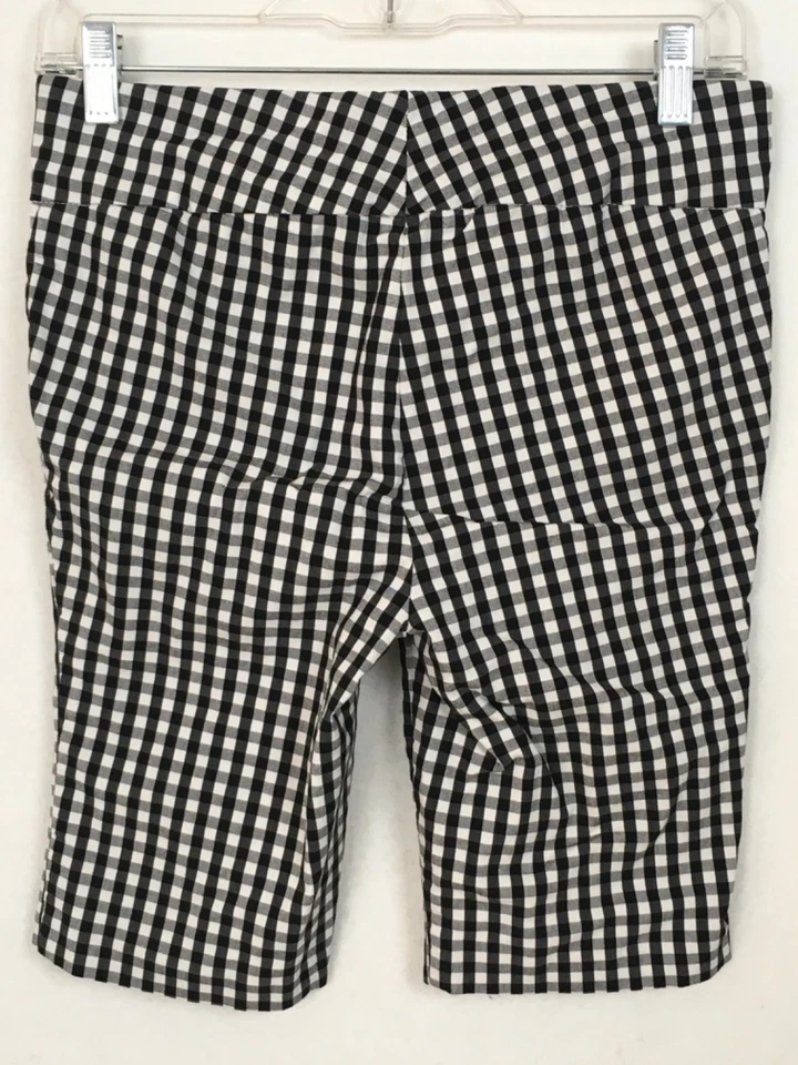 Pantalones Cortos Rafaella Mujer Talla 6 Negro Blanco Cuadros Tire Medio Sin Bolsillos Foto 2 de 4