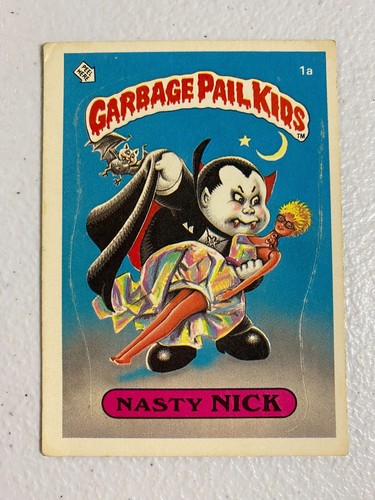 1985 Topps Garbage Pail Kids Nasty Nick #1a Sticker PR/GD Creased Corner 4LO7