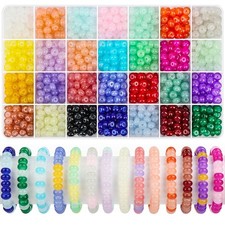 1120 Pieces Rondelle Beads for Jewelry Making, 28 Colors Glass Abacus Beads, Spa