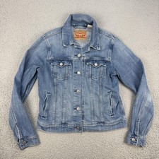Levi's Jacket Womens Medium Blue Denim Trucker Jean Button Front Pockets