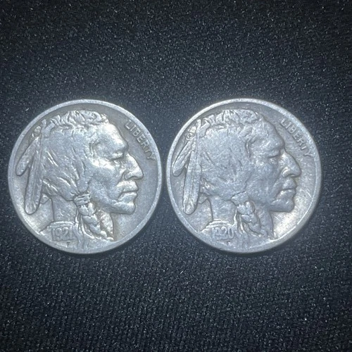 1920 And 1921 5C Buffalo Nickel Lot Of 2!