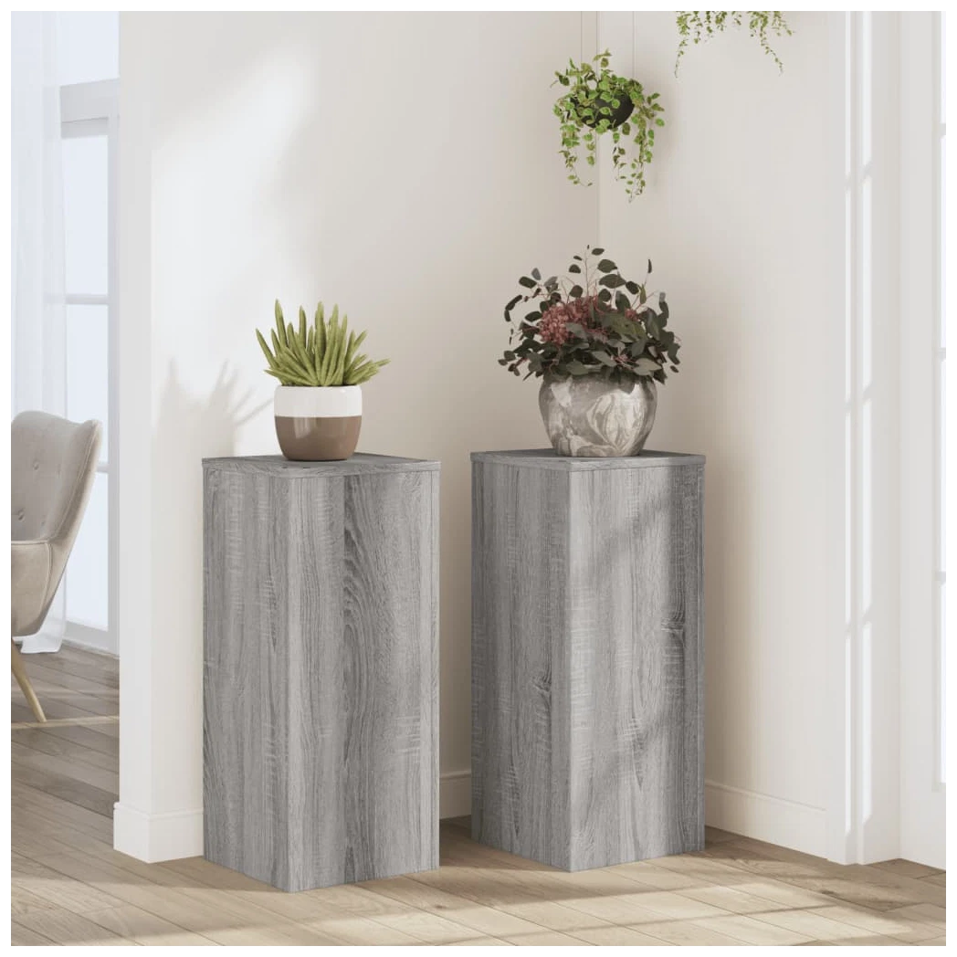 Plant Stand 2pcs Grey Sonoma Engineered Wood Tiered 30x30x70cm Indoor/Outdoor.
