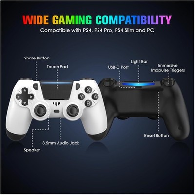 Dual Wireless Controllers for PlayStation 4 - Black/White