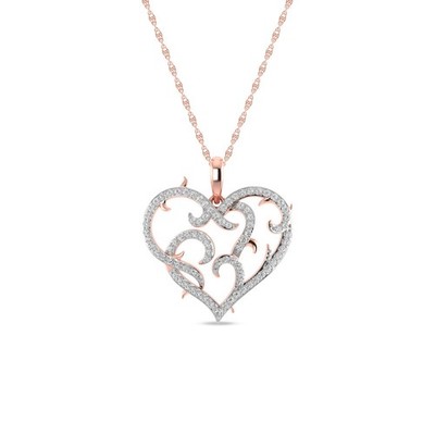 Valentine Special! Herz Anhänger 1/3 ctw natürlicher Diamant Charm in 10K Rotgold