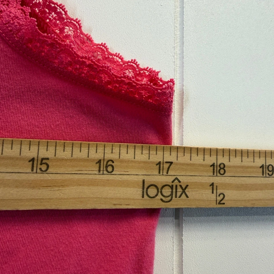 Victorias Secret Y2K Lace Trim Camisole Top Women Size M Hot Pink Coquette Indie - Image 4 of 4
