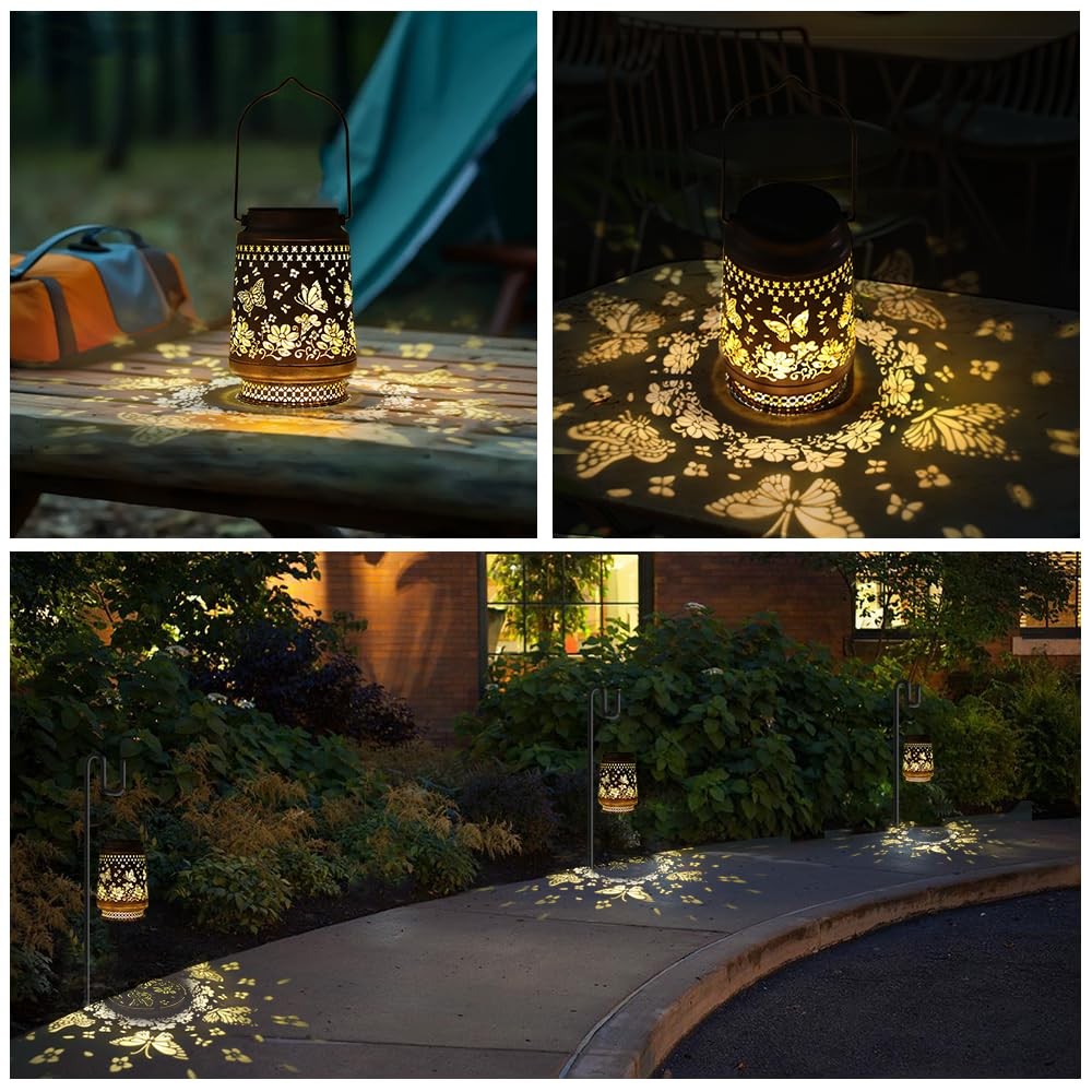 Butterfly Solar Lanterns Outdoor Waterproof Hanging Solar Lights Butterfly Me...