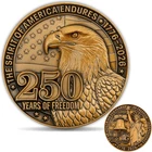 USA 250th Anniversary Challenge Coin – Gold-Tone Bald Eagle & Liberty Design,