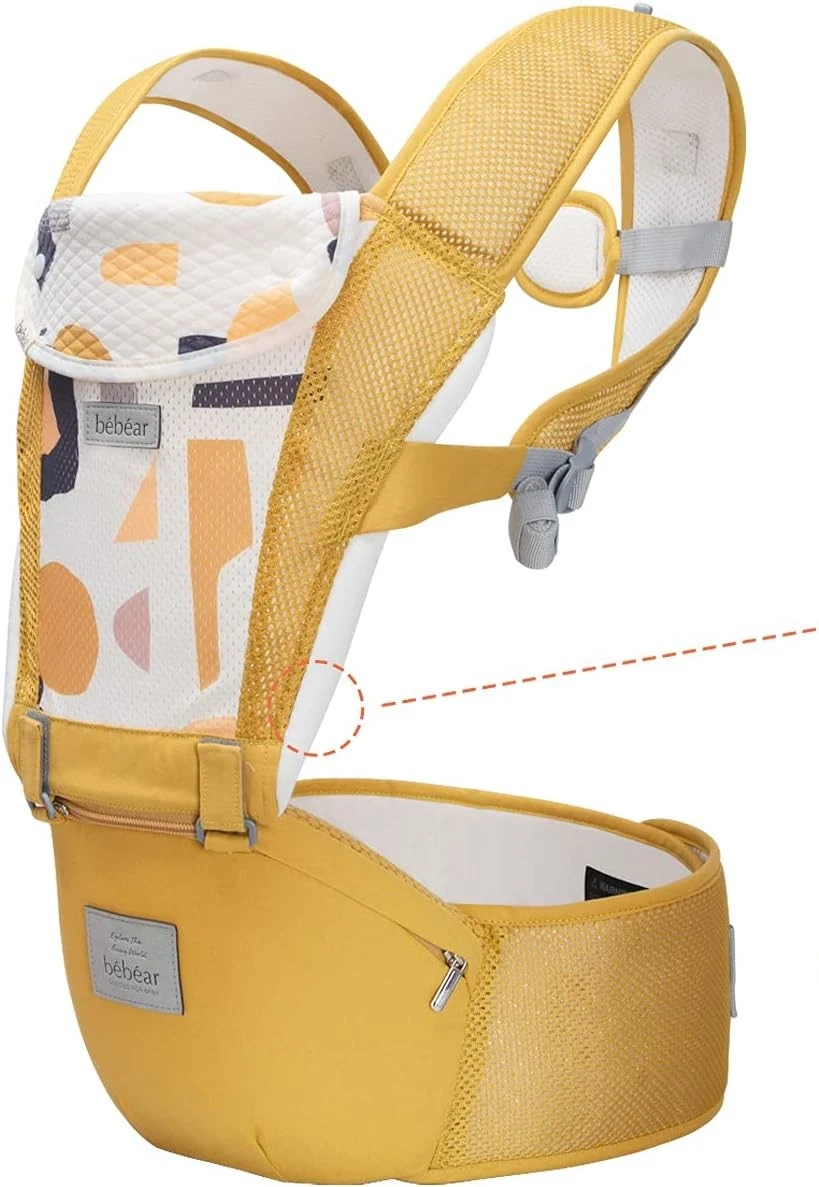 Bebamour Baby Carrier Adjustable Front, Back & Hip Carry 0-36 Months - Yellow