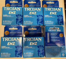 6 BOX ES Trojan ENZ Classic Reservoir END 3 Lubricated Latex Condoms EACH 01/27