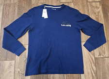 Lacoste Large Croc Thermal Waffle Sleep Shirt Men's Long Sleeve Blue L NWT 