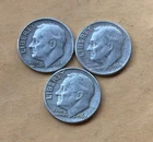 Lot of (3) Three Roosevelt Dimes - 90% Silver - All 3 are 1963 D - Nice