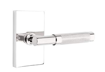 Emtek Select Passage, Rectangular Rosette, T-Bar Stem, Knurled Handle US26 LH
