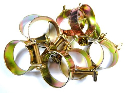 5x Schlauchschelle 23-25mm, rundziehend, gelb verzinkt für Oldtimer