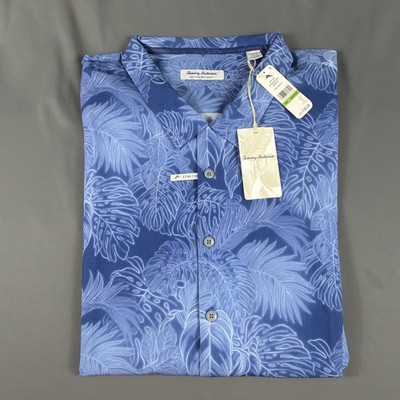 Tommy Bahama Shirt Hawaiian Luminescent 5XLB Team Blue Polyester NWT MSRP $168