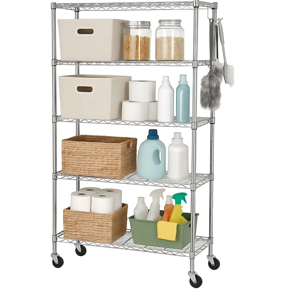 Prateleiras de metal duráveis de grande capacidade para cozinha/garagem/despensa organizar prateleiras - Imagem 2 de 4