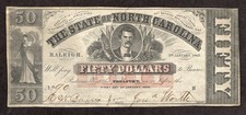 1863 $50 The State of North Carolina Raleigh, NC - AU