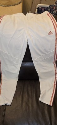 adidas Womens greyishWhite Track Pants Gold 3Stripes Drawstring Elastic Waist 40