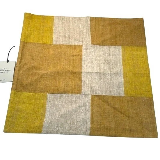 全新带标签 WEST ELM 色调丝绸拼布枕头套 20 英寸 x 20 英寸手工编织口音扔 — 第 3/4 张图片