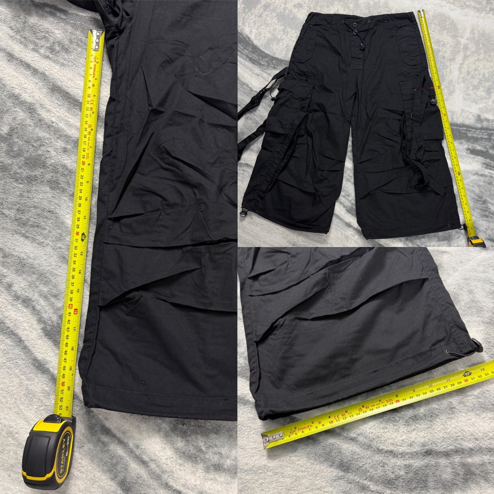 VTG Criminal Damage 2000s Y2K Alt Emo Black 'Drome' Sz L Baggy 3/4 Cargo Bottoms image 7