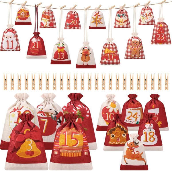 Adventskalender Zum BefüLlen 24 StüCk Stoff TüTen 2 GrößEn Weihnachtskalender-image