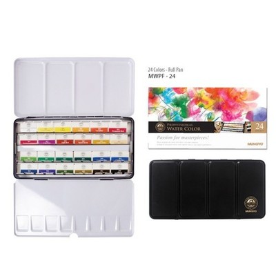 Mungyo Sargent Künstlerqualität 24ct Profi Aquarell Set, Blechdose, MWPH-24