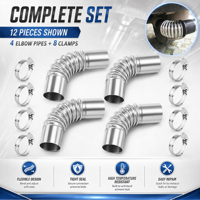 4PCS 24mm Exhaust Pipe Elbow Connector Kit Webasto Eberspacher Diesel Heater
