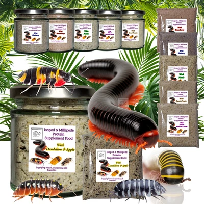 BUGZNBITS 🪱 Isopod & Millipede Food Mix | 6 Varieties | 2 Sizes | Natural Organic Feed 🪶