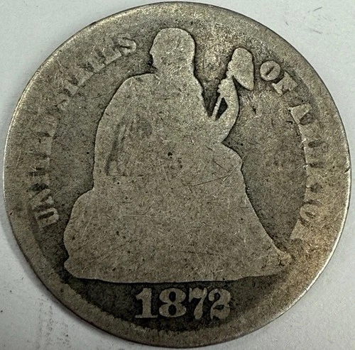 1872 Seated Liberty Dime Exact Coin Imaged #SL301