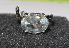Natural Aquamarine & Sapphire 925 Sterling Si...