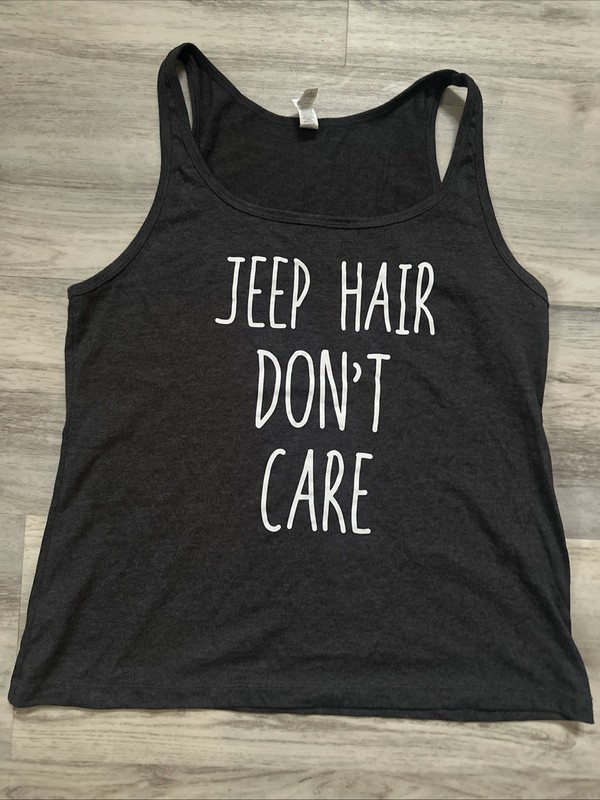 "JEEP HAIR DON'T CARE" Women's Dark Gray Bella + Canvas Brand Tank - Size M