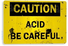 TIN SIGN Caution  Acid, Warning, Shop, Garage, Rustic, Distressed, Decor, A277