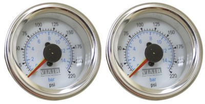 2 Viair 90080 Dual Needle 220 PSI Black Face Gauges For Air Suspension Bags - Foto 6