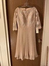 Jaeden Champagne Semi Formal New Dress Sz 10-12 Bra In Top Lace Bodice Pleated