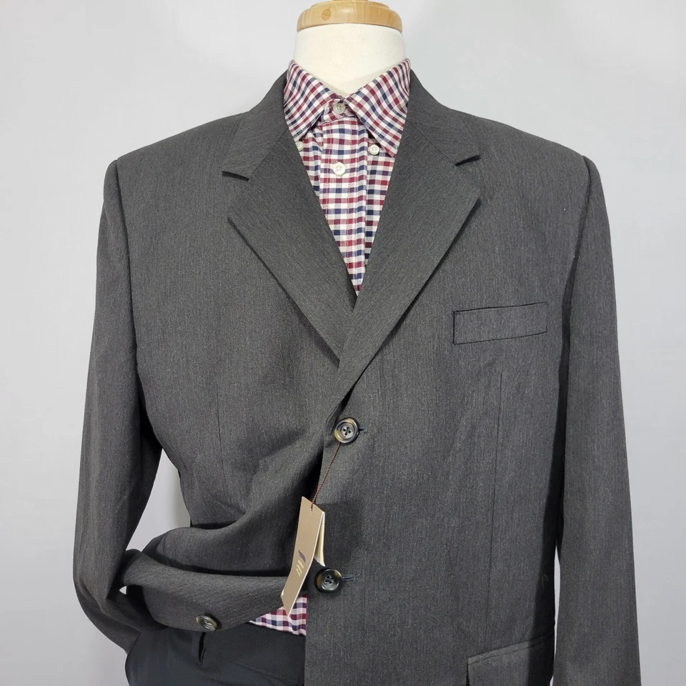 Merona Men's Sport Coat Blazer Two Button Charcoal Gray Herringbone Sz 46R - Image 2 of 4