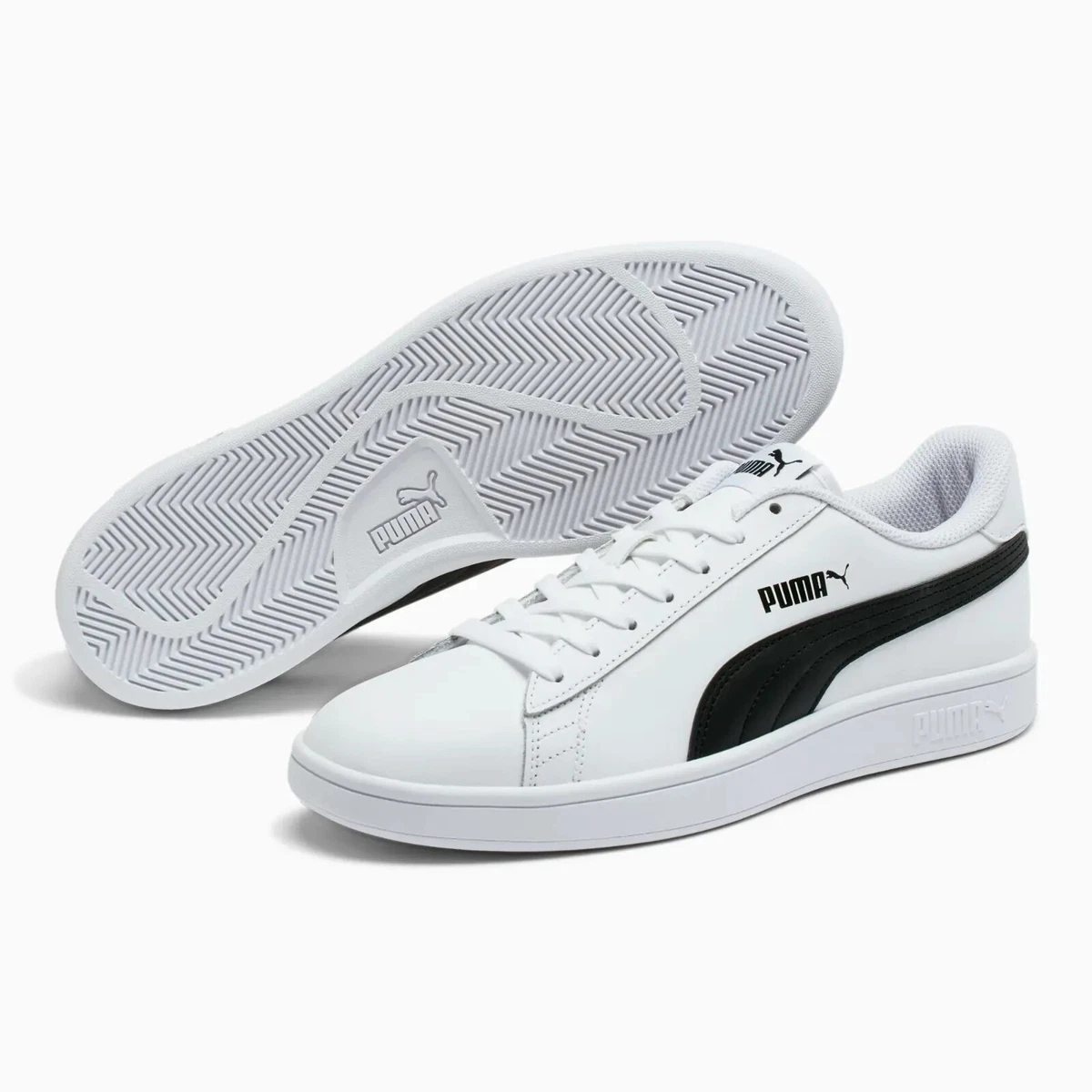 PUMA Men's Smash v2 Sneakers | Puma White/Puma Black | Size:12 M US