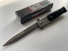Navaja de Bolsillo Stiletto Plegable Asistida por Resorte Tiger-USA 7.25" Negra P-110-PK