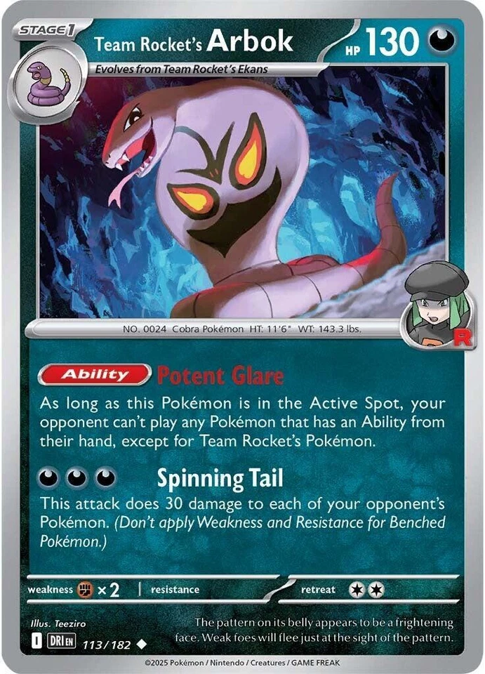 Team Rocket's Arbok 113/182 Sv10: Destined Rivals
