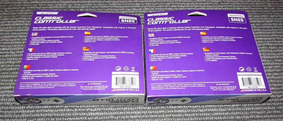 Lot of 2 Wired Teknogame Controllers for Super Nintendo SNES 6ft Cable - Image 2 of 2