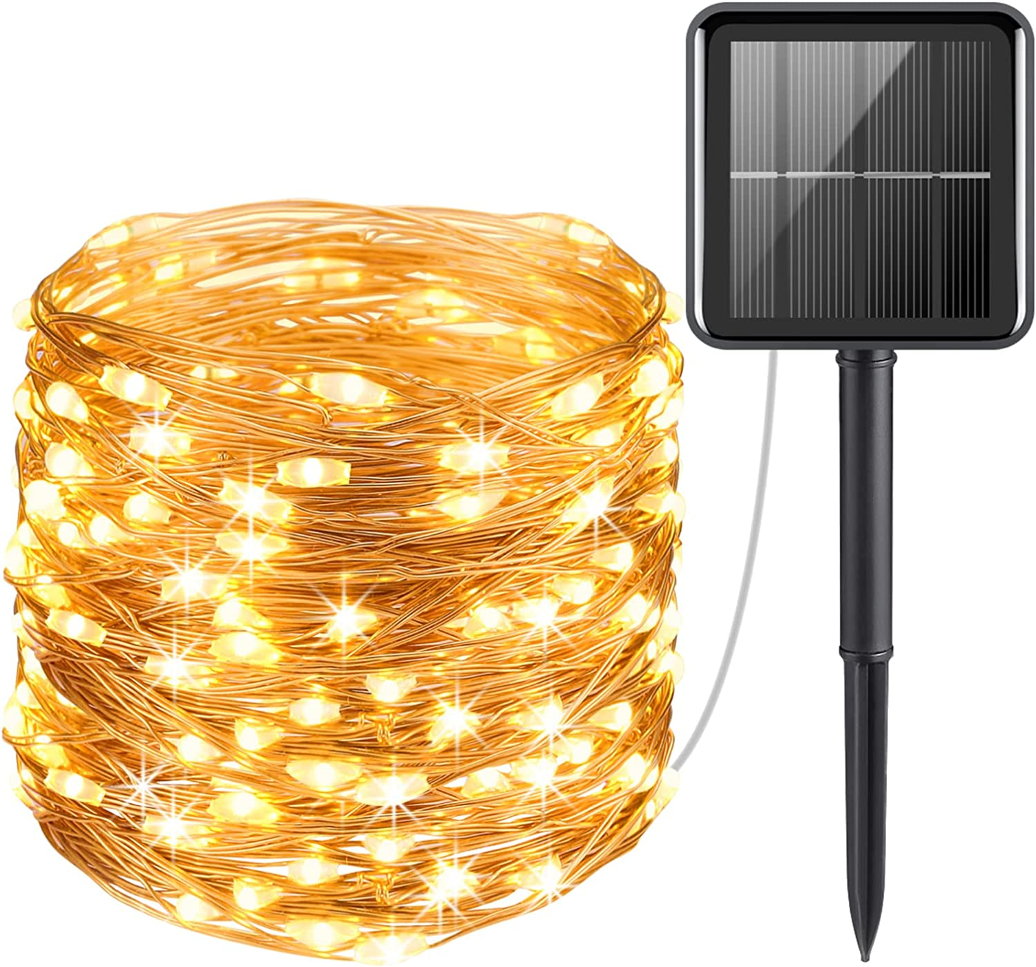 39ft 120 LED Solar String Lights Outdoor with 8 Modes Copper Wire
