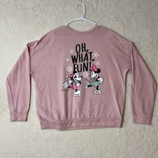 Disney Mickey and Minnie Mouse Winter Sweatshirt Pink Womens Large