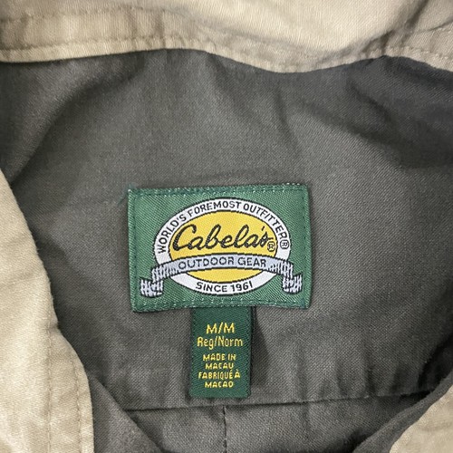 Cabelas Hunting Shirt Mens Size M Green Canvas Button Down Shirt Long Sleeve - Picture 3 of 11