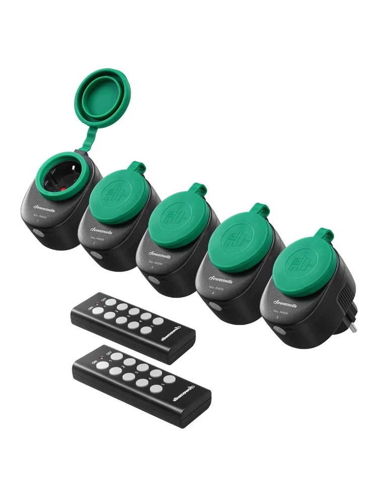 DEWENWILS Funksteckdosen mit Fernbedienung Aussen, IP44,30 M Reichweite,16A 3680