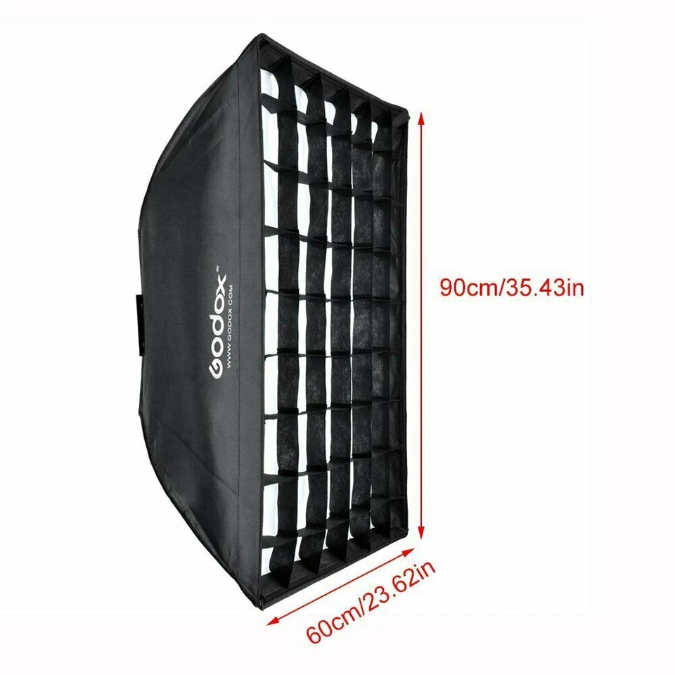US 2X Godox 60x90cm Bowens Grid Softbox For Studio Strobe Head Monolight Flash - Image 3 of 4