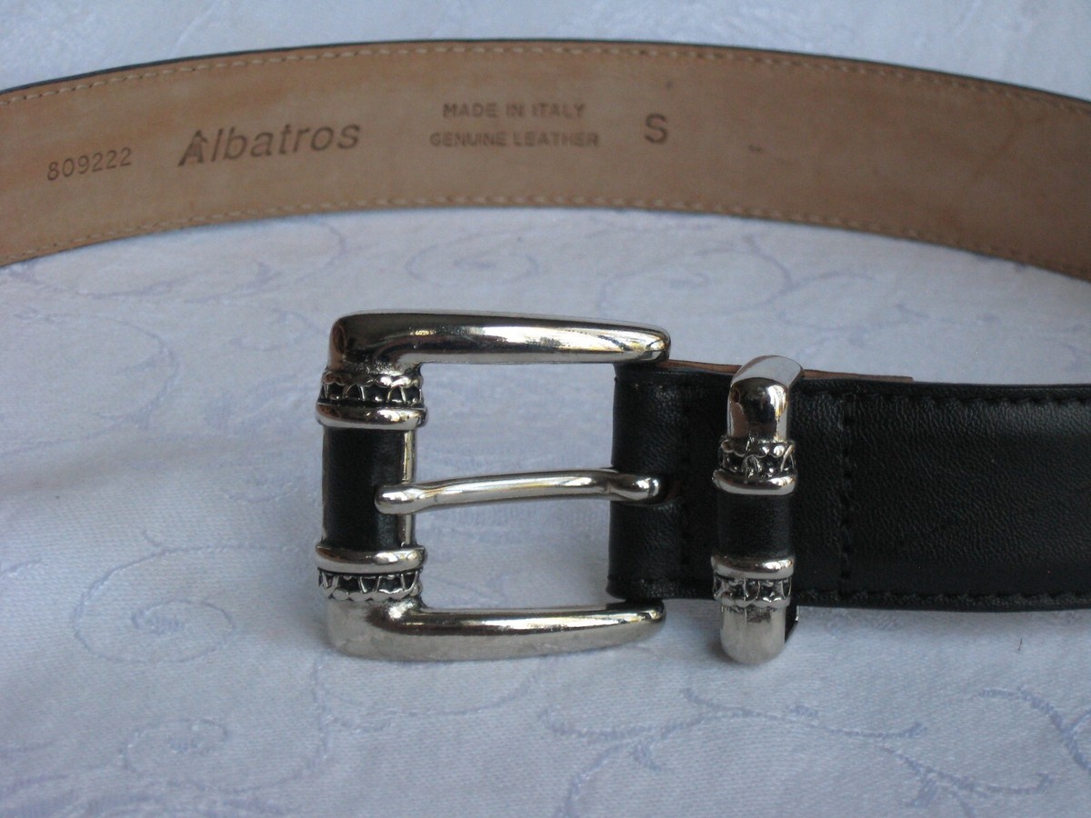 Albatros leather black silver buckle women belt Albatros 809222 Women main image 2