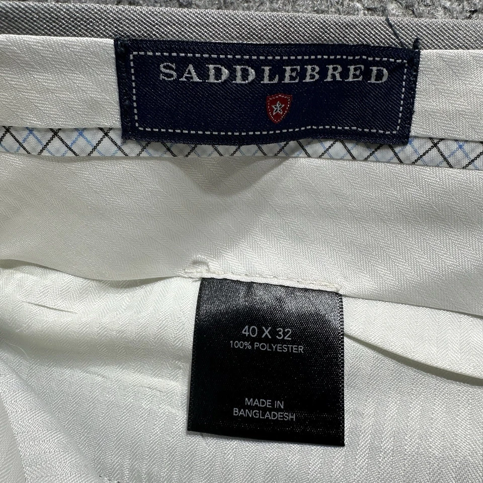 Saddlebred Dress Pants Mens 40x30 Gray Cuff Ankle Straight Legs Stylish - Image 3 of 4