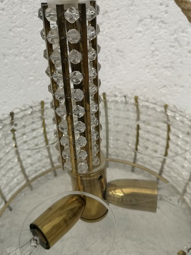 Mid-Century Chandelier Hänge Lampe Art Emil Stejnar Strass Perlen - Bild 4 von 7