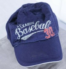 Baseball cap sz 3T hat blue "little league baseball 80" graphic elastic back